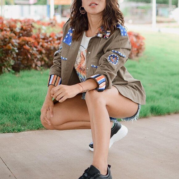 OLIVE EMBROIDERED JACKET - Picture 7 of 8